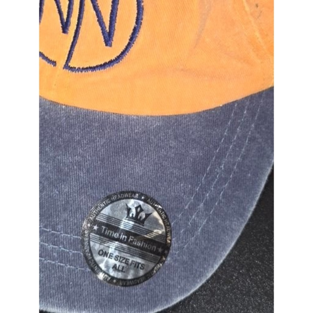 Time in Fashion NN Logo Baseball Cap Orange Blue Two Tone Adjustable Dad Hat - Picture 5 of 11